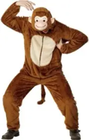 Smiffys Monkey Costume, Adult, Brown, L - Size 42-44