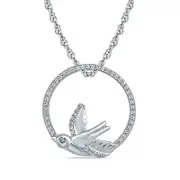 0.17 CT. T.W. Natural Diamond Bird Circle Pendant in Sterling Silver