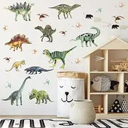 ASMPIO 14Pcs Dinosaurs Wall Stickers, Removable Forest Dinosaur Wall Decals Waterproof Dino Animal Decor Mural for Bedroom Living Room Bathroom Home Decoration