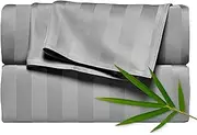 PURE BAMBOO Sheets Twin Size Bed Sheets 3 Piece Set, Genuine 100% Organic Bamboo, Luxuriously Soft & Cooling, Double Stitching, 16 Inch Deep Pockets, Lifetime Quality Promise (Twin, Jacquard Stone)