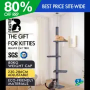 BEASTIE Cat Tree Scratching Post Scratcher Tower Condo House Grey 230-286cm