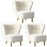 Oikiture 3x Armchair Highback Lounge Accent Chair Couches Sofa Sherpa White