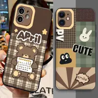 在飛比找蝦皮購物優惠-Iphone Genz CUTE Bear 方形邊框 Iph