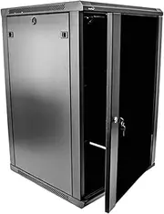 NavePoint 18U Wall Mount Network Cabinet for 19” IT Equipment, A/V, Tempered Glass Door, Side Panels, Locks, 2 Fans, 600mm Depth, Max Weight 132 lbs