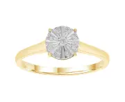 Bevilles Circular Ring with 0.05ct of Diamonds in 9ct Yellow Gold