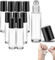 10Pcs Clear Essential Oil Roller Bottles,10Ml Portable Clear Empty Glass
