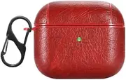 Apple Airpod Leather Case | Durable and Shockproof | 360 Degree Protective Cover | Anti Scratch | Airpod 3rd Generation (Red)