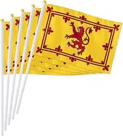 PTEROSAUR 100 Pack Scotland Rampant Lion Handheld Flag, Scottish Royal Small Hand Held Stick Flags (100)