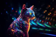 Psy Kitten UV tapestry, Blacklight Reactive, Psychedelic Wall Hanging, DMT Art