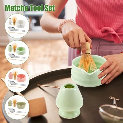 Matcha Whisk Set Ceramic Matcha Bowl with Pouring Spout Matcha Bamboo guitx