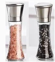 2 pcs Salt and Pepper Grinder, 200ml Salt and Pepper Grinder Set,Stainless Steel Refillable Salt & Peppercorn,Used in Kitchen, Dining Room, etc