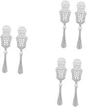 BESTOYARD 3sets Versatile Ice Tea Spoons Elegant Salad Serving Utensils Absinthe Filter Spoon Stainless Steel Bar 2pcs*3