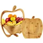 Bamboo Foldable Fruit Basket 2 in 1 Food Storage Basket Craft