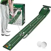 Yildue Golf Putting Mat,Indoor Putting Green Set with Ball Return System and 2 Balls,Training Equipment at Home or Office,Suitable to Birthday/Golf Lover