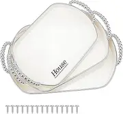 White Serving Platter Set for Serving Food, Large Serving Tray with Handles, Serving Platters Christmas and Easter Celebrations (Silver Handle)