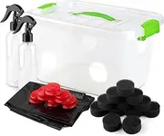 Kalolary Mushroom Monotub Grow Kit, Mushroom Monotub Fruiting Chamber Reusable Still Air Mushroom Growing Box with Rubber Plugs, Filters, Liner, Spray Bottles for Fresh Air Exchange and Easy Clean