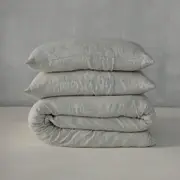 Pinstripe Linen Duvet Set - 100% French Flax Linen, King / Pinstripe