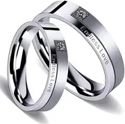 [Generic] His and Hers Endless Love Ring Silver Tone Titanium Steel Couples Wedding Band