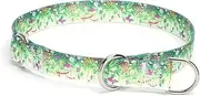 Pimaodog Martingale Dog Collar - No Pull Training Collar with Flower Multicolor Cute Patterns - Premium No Slip Collar with Slidable Stop Ring - Suitable for Small, Medium, Large Dogs (M, Grass)