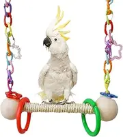 Bird Swing | Bird Colorful Swing Stand | Budgie Swing Toys Hammock | Perch Stand Parrot Rope Swing Toy, Parrot Rope Swing Hanging Toy, Bird Perches Cage Toys Training Stand for Parrots and Cockatiel