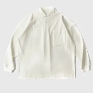 【MBC】日系 高磅 寬鬆 工裝 口袋 長袖 Polo衫