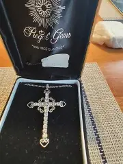 Antique Cross Necklace 2.25 Carat Man Made Diamonds