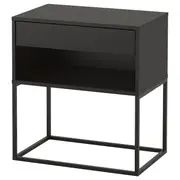 VIKHAMMER Bedside table, black, 60x39 cm