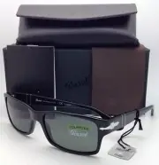 Polarized PERSOL Sunglasses 2803-S 95/58 58-16 Black Frame Grey-Green Glass Lens