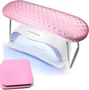 Nail Arm Rest, Hand Rest for Nail Microfiber Soft Leather Manicure Nail Rest with Non-Slip, WOLINSPRING Professional Hand Pillow Cushion Table Desk Station for Nail Techs Use (Pink)