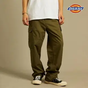 【Dickies】男款軍綠色純棉多口袋舒適休閒工裝長褲｜DK012275MGR