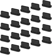 USB C Cover, 20 Pack Type C Anti Dust Plug Charging Port Covers for iPhone 16 15 Pro Max, Samsung Galaxy S24, S23, S22, S21, S20,A53, Note 20, Pixel, MacBook, Laptop, All USB C Devices - Black