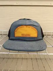 NEW Patagonia Fly Catcher Corduroy Trucker Hat Pigeon Blue Yellow Fishing 33475
