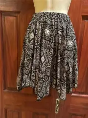 Abercrombie & Fitch Black & White Paisley Asymmetrical Pull On Skirt Small