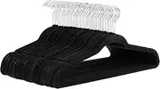 Amazon Basics Slim, Velvet, Non-Slip Suit Clothes Hangers, Black/Silver - Pack of 30