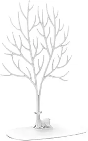 vipolish Jewelry Tree Stand Organizer Jewelry Display Tray Sika Deer Tree Jewellery Holder Hanger for Necklaces Bracelet Earrings Birthday Gifts Jewellery Stand Rack Storage (L, White)