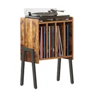 Catzon Record Player Stand with Vinyl Holder End Table for Bedroom Living Room-Brown
