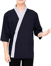 [KGVSLIXYT] Sushi Chef Coat, Japanese Chef Jacket 3/4 Sleeve Sushi Work Waiter Uniform Multicolor Multiple Sizes