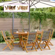 Garden Dining Set Table and Chairs 7 Piece Polypropylene and Solid Wood vidaXL