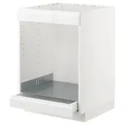 METOD / MAXIMERA base cab for hob+oven w drawer, white/Voxtorp high-gloss/white, 60x60x80 cm