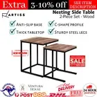 Coffee Table Nesting Side Tables Wooden Rustic Ensemble Industrial Vintage Metal