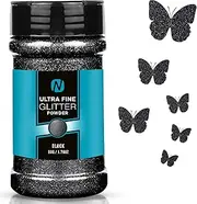 Glitter- Noverbee Black Glitter, Fine Glitter- 50g Extra Fine Glitter. Great Resin Accessories, Craft Glitter, Glitter Powder for Slime, Powder for Nails, tumblers, Ornaments, Candle., NB-91010