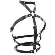 Punk or Halloween Leather Over Bra Belly Belt Body Harness w/ Adjustable Length