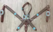 Western Leather Tack Set of headstall and Breast Collar Collar