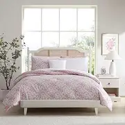 [Laura Ashley] Twin Comforter Set, Super Soft Bedding with Matching Sham, Includes Bonus Sheet Set & Decorative Pillow, Floral Room Decor, Dorm Room Essentials (Quartet Pink, Twin)