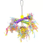 1109 Bamboo Fan Ball Forager - Handcrafted Foraging Colorful Hanging Aviary Toy
