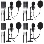 4 Pack XLR Condenser Microphone Professional Studio Cardioid Microphone Kit