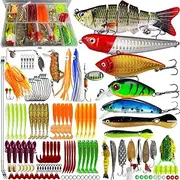 OPQ Fishing Lures Baits Kit Set - 130pcs Including Crankbaits, Spinnerbaits, Jig Hooks, Plastic Worms, Topwater Lures for Trout, Bass, Salmon