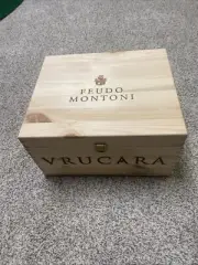 Italian Wine Box Locking Lid 6 Bottle Wood Wine Crate Box - Empty