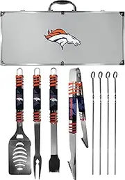 Siskiyou Unisex Denver Broncos 8 pc Tailgater BBQ Set F8BQ020-P, Unisex, Denver Broncos 8 pc Tailgater BBQ Set, F8BQ020, Gray, Set of 8