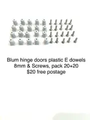 Blum Hinge Plastic 8mm E dowels & Screws Pack 20 + 20